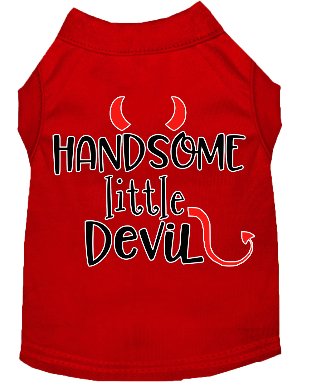 Handsome Little Devil Screen Print Dog Shirt Red Med